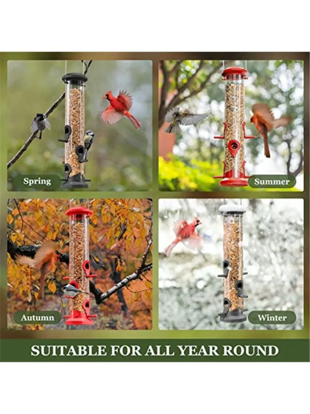 New 2 Pack Tube Feeders with 6 Feeding Ports for Outdoors Hanging